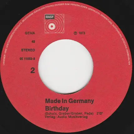 Made In Germany - That's What I Want To Do / Birthday