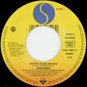 7inch Vinyl Single - Madonna - Vogue - Large Center Hole