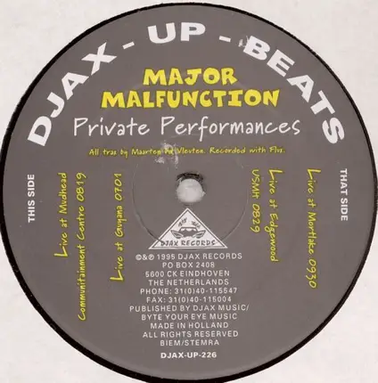 Major Malfunction - Private Performances