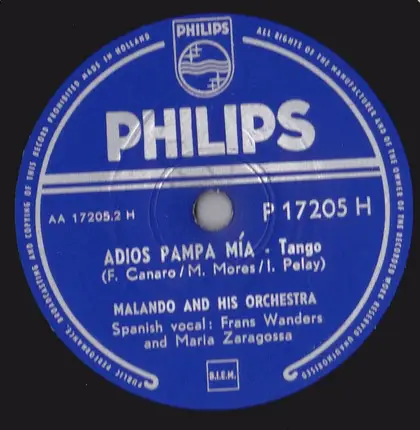 Malando And His Tango Orchestra - Love In Syncopa / Adios Pampa Mía