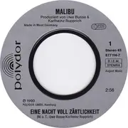7inch Vinyl Single - Malibu - Eine Nacht Voll Zärtlichkeit