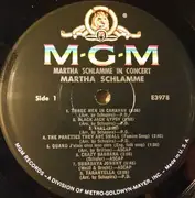LP - Martha Schlamme - In Concert - Mono