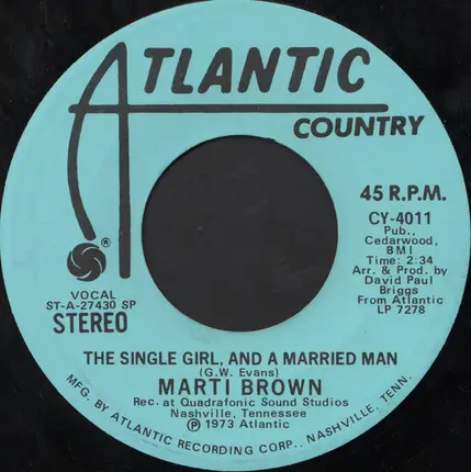 Marti Brown - The Single Girl, And A Married Man