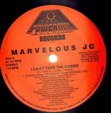 Marvelous JC - I Can't Take The Power / Give It All U Gott