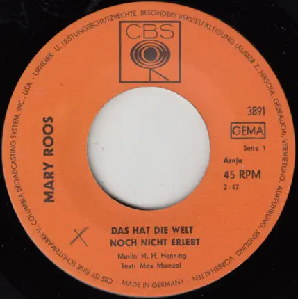 Mary Roos - Das Hat Die Welt Noch Nicht Erlebt