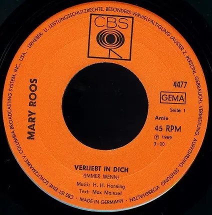 Mary Roos - Verliebt In Dich / So Kann's Einem Geh'n