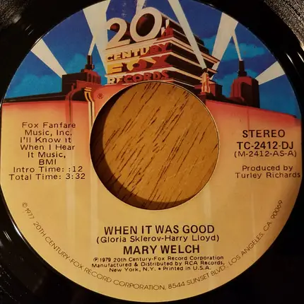 Mary Welch - When It Was Good