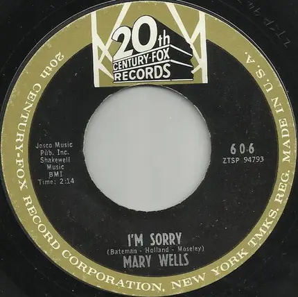 Mary Wells - Me Without You / I'm Sorry