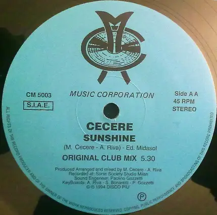 Marco Cecere - I Need Your Love / Sunshine