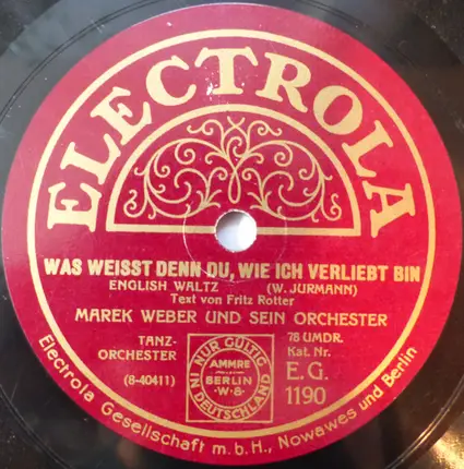 Marek Weber Und Sein Orchester - Fräulein, Pardon! / Was Weisst Denn Du, Wie Ich Verliebt Bin