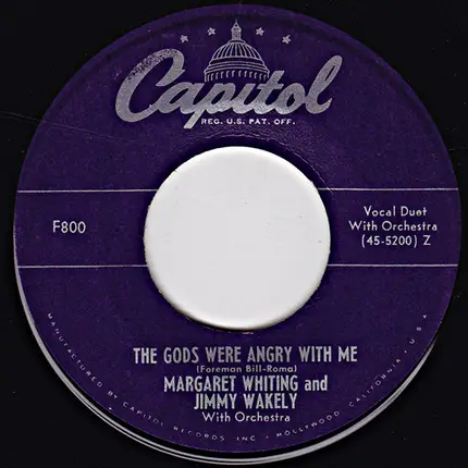 Margaret Whiting And Jimmy Wakely - Broken Down Merry-Go-Round / The Gods Were Angry With Me