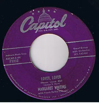 Margaret Whiting With Frank DeVol's Music - Lover, Lover (Never Leave Me)