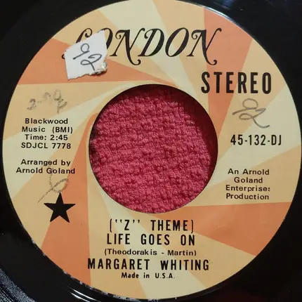 Margaret Whiting - ("Z" Theme) Life Goes On