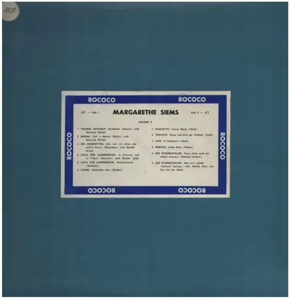 Margarethe Siems - Figaro, Norma, Die Hugenotten etc.