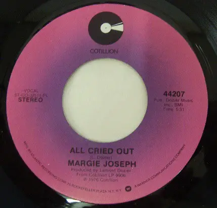 Margie Joseph - Don't Turn The Lights Off / All Cried Out