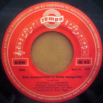 Margit Schumann Und Fred Bertelmann - Eine Sommernacht In Santa Margaritha / Der Mond Hält Seine Wacht