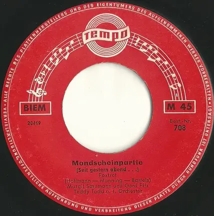 Margit Schumann Und Gerd Fitz - Du Bist Mir Lieber Als Die Andern / Mondscheinpartie (Seit Gestern Abend ...)