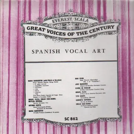 Maria Barrientos, Hina Spani, Jose Mardones,.. - Spanish Vocal Art
