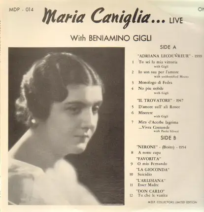 Maria Caniglia, Beniamino Gigli - Live