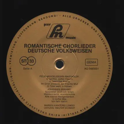 Marien-Kantorei Lemgo / Walther Schmidt - Romantische Chorlieder - Deutsche Volksweisen