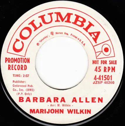 Marijohn Wilkin - Barbara Allen / What Can I Do To Please You