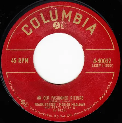 Marion Marlowe - Frank Parker With Percy Faith & His Orchestra - The Melba Waltz (Dream Time) / An Old Fashioned Picture