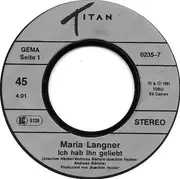 7inch Vinyl Single - Marina Langner - Ich Hab Ihn Geliebt