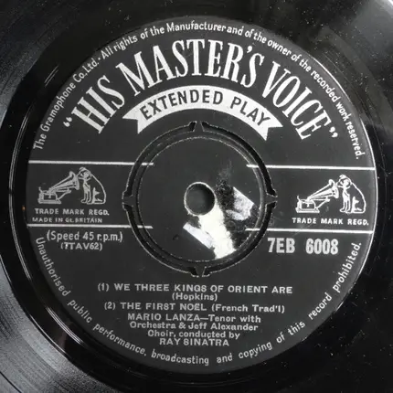 Mario Lanza , Jeff Alexander Choir , Ray Sinatra - O Come All Ye Faithful