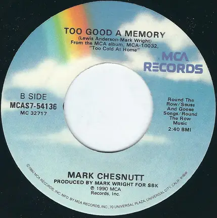 Mark Chesnutt - Your Love Is A Miracle / Too Good A Memory