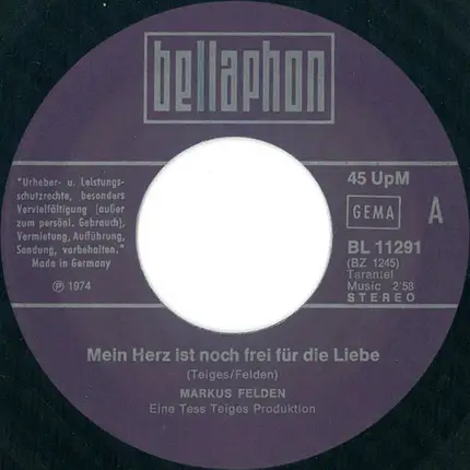 Markus Felden - Mein Herz Ist Noch Frei Für Die Liebe