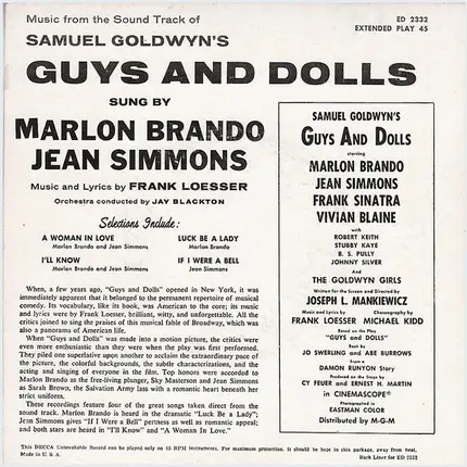 Marlon Brando And Jean Simmons - Samuel Goldwyn's Guys And Dolls