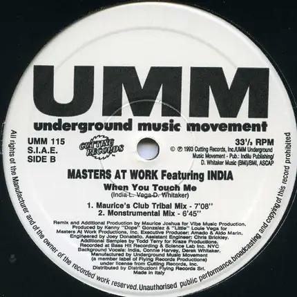 Masters At Work Featuring India - When You Touch Me (Remixes)