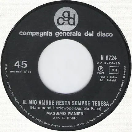 Massimo Ranieri - Il Mio Amore Resta Sempre Teresa / Rose Rosse