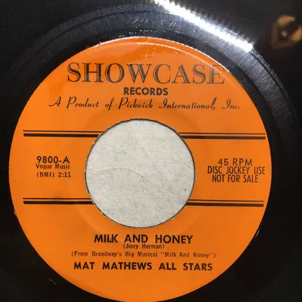 Mat Mathews And His All-Stars - Milk And Honey / Shalom