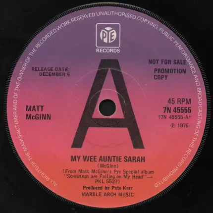 Matt McGinn - My Wee Auntie Sarah