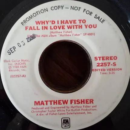 Matthew Fisher - Why'd I Have To Fall In Love With You