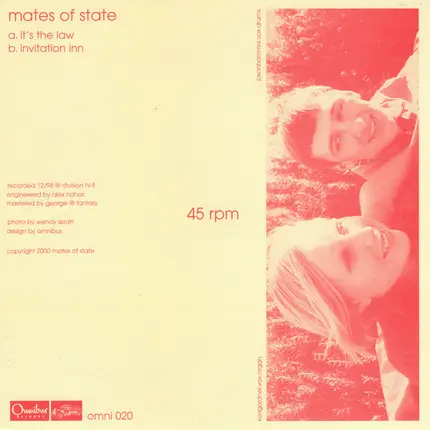 Mates Of State - It's The Law / Invitation Inn