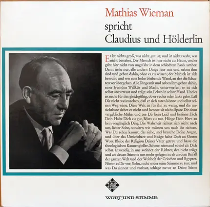 Mathias Wieman - Spricht Claudius Und Hölderlin