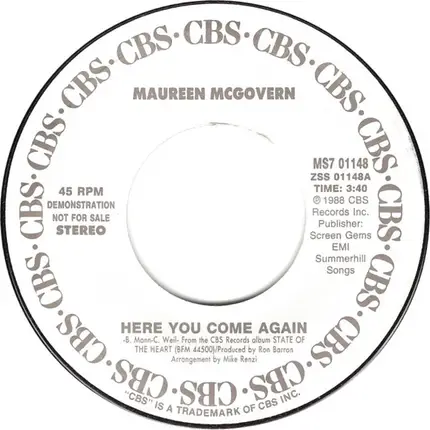 Maureen McGovern - Here You Come Again