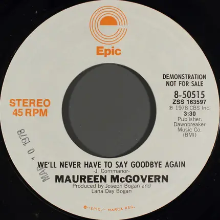 Maureen McGovern - We'll Never Have To Say Goodbye Again