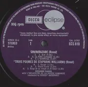 LP - Ravel / Fauré / Suzanne Danco - Shéhérazade - Deux Mélodies Hébraíques - Trois Poémes De Stéphane Mallarmé / La Bonne Chanson