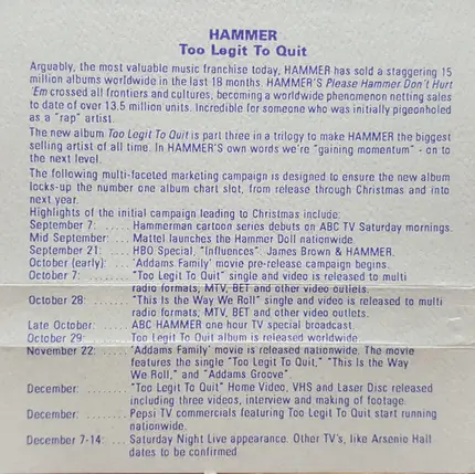 MC Hammer - Too Legit to Quit