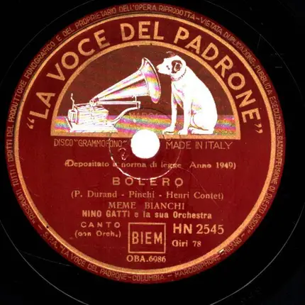 Meme Bianchi / Minno Gatti - Bolero / Qui, Sotto Il Cielo Di Capri