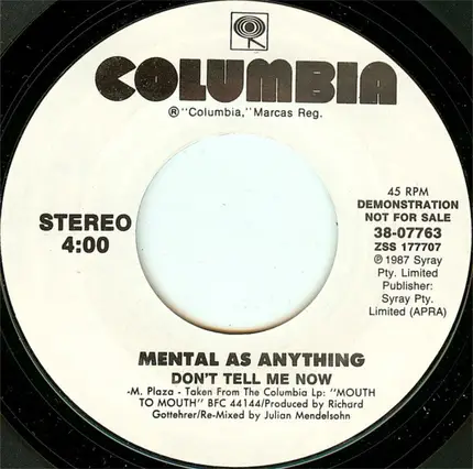 Mental As Anything - Don't Tell Me Now