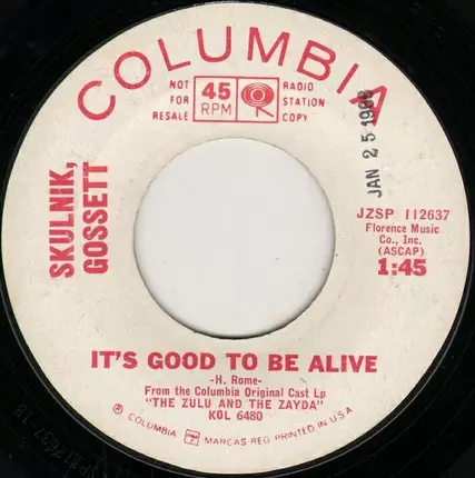 Menasha Skulnik / Menasha Skulnik , Louis Gossett - Rivers Of Tears / It's Good To Be Alive
