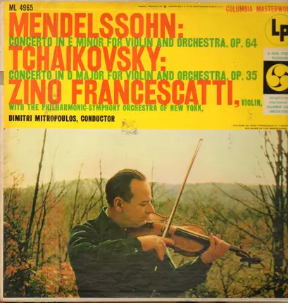 Mendelssohn-Bartholdy / Tchaikovsky - Concerto In E Minor For Violin And Orchestra / Concerto In D Major For Violin And Orchestra