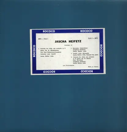 Mendelssohn / Saint-Saens / Korngold / Bruch - Jascha Heifetz Volume IV