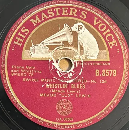 Meade "Lux" Lewis - Honky Tonk Train Blues / Whistlin' Blues