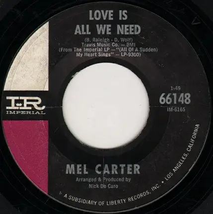 Mel Carter - I Wish I Didn't Love You So / Love Is All We Need