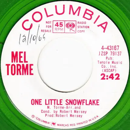 Mel Tormé - Ev'ry Day's A Holiday / One Little Snowflake
